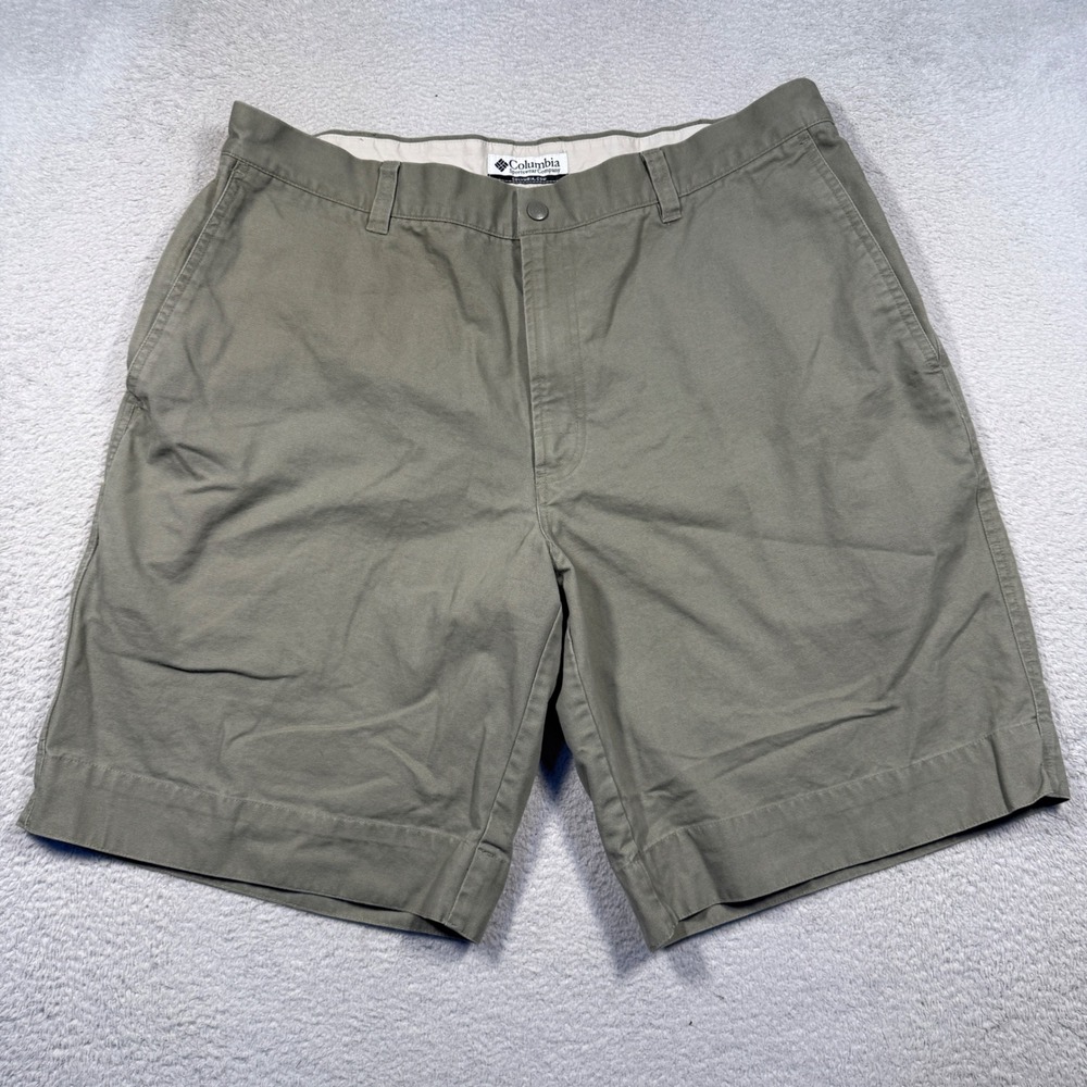 Y2k Columbia Canvas Shorts Mens 38 Green Gorpcore Utility Hiking Outdoor